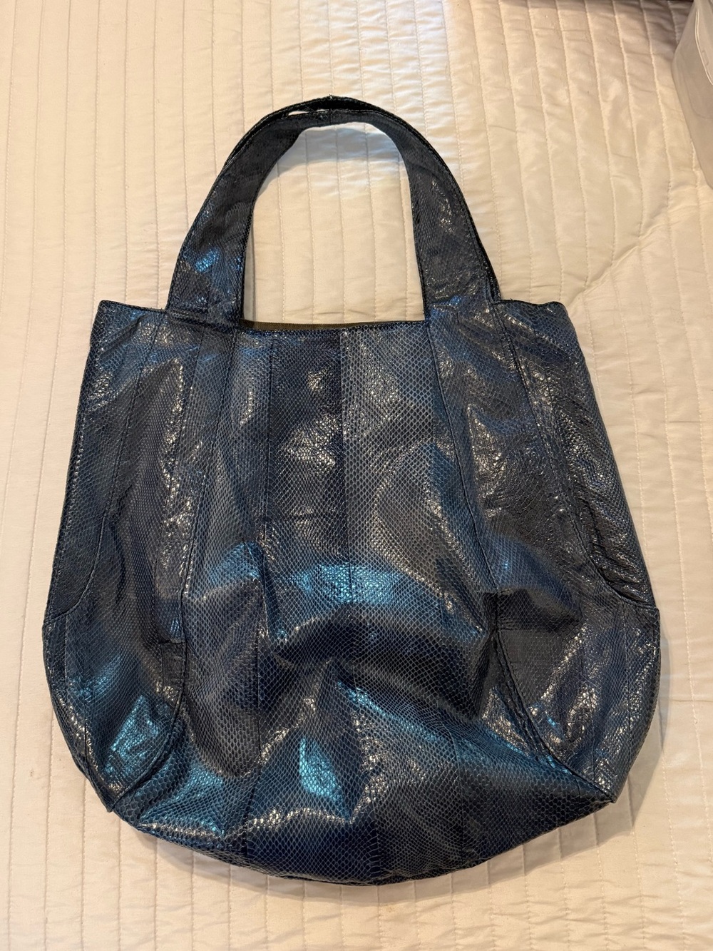 beirn Jenna Blue Snakeskin Hobo Tote